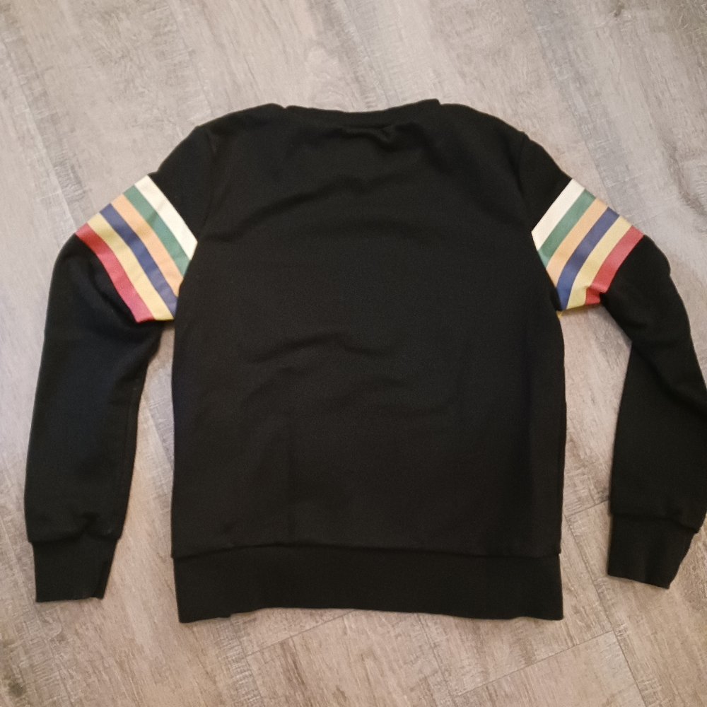 Santa Cruz Skateboards Women's Black Crewneck sweatshirt with Multicolor Stripes - Picture 2 of 5